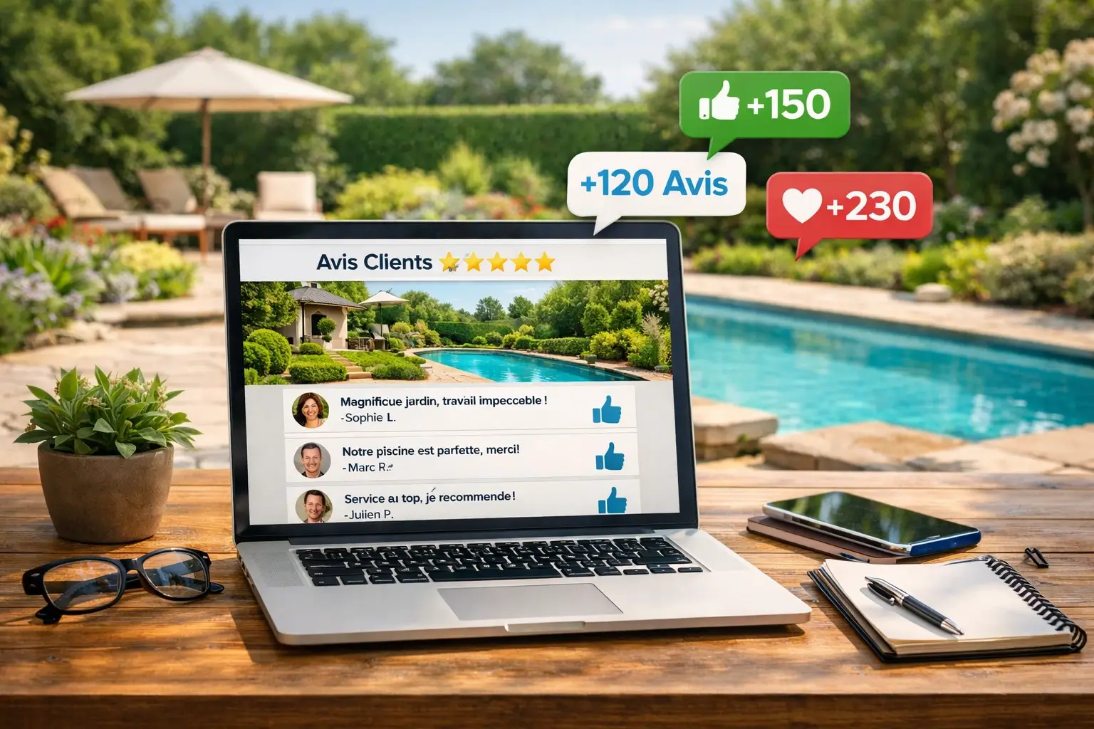 Avis clients et témoignages pour une entreprise de jardin et piscine